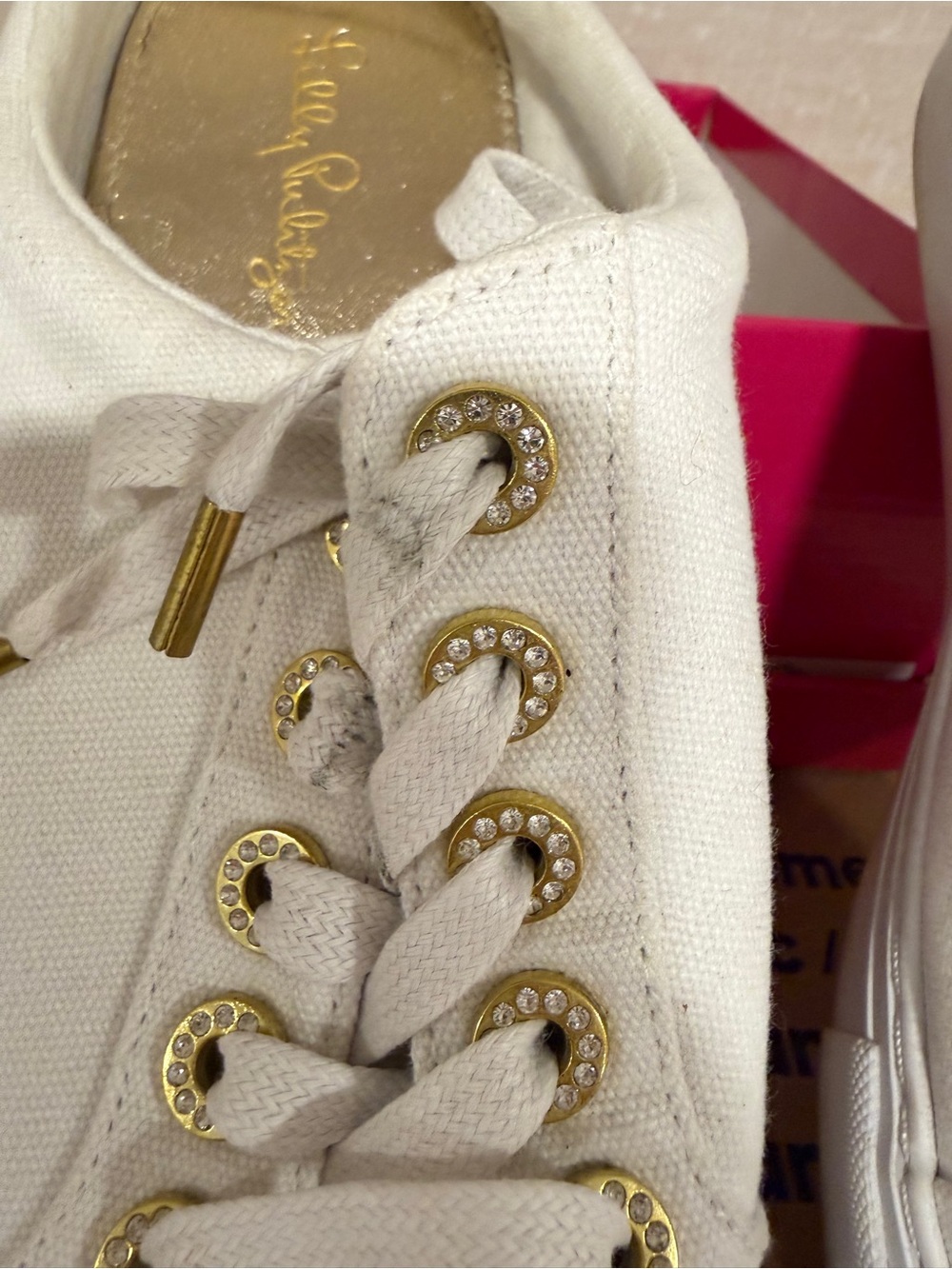 Lilly Pulitzer GUC Abigail White Canvas Mule Sneakers Size 8 Box - Picture 3 of 7